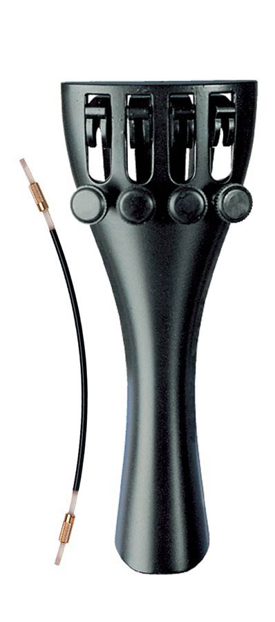 Wittner 918151 vioolstaartstuk, 1/8, synthetisch, zwart, met 4 fijnstemmers