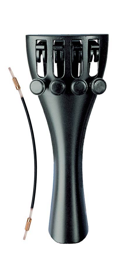 Wittner 918161 vioolstaartstuk, 1/16, synthetisch, zwart, met 4 fijnstemmers