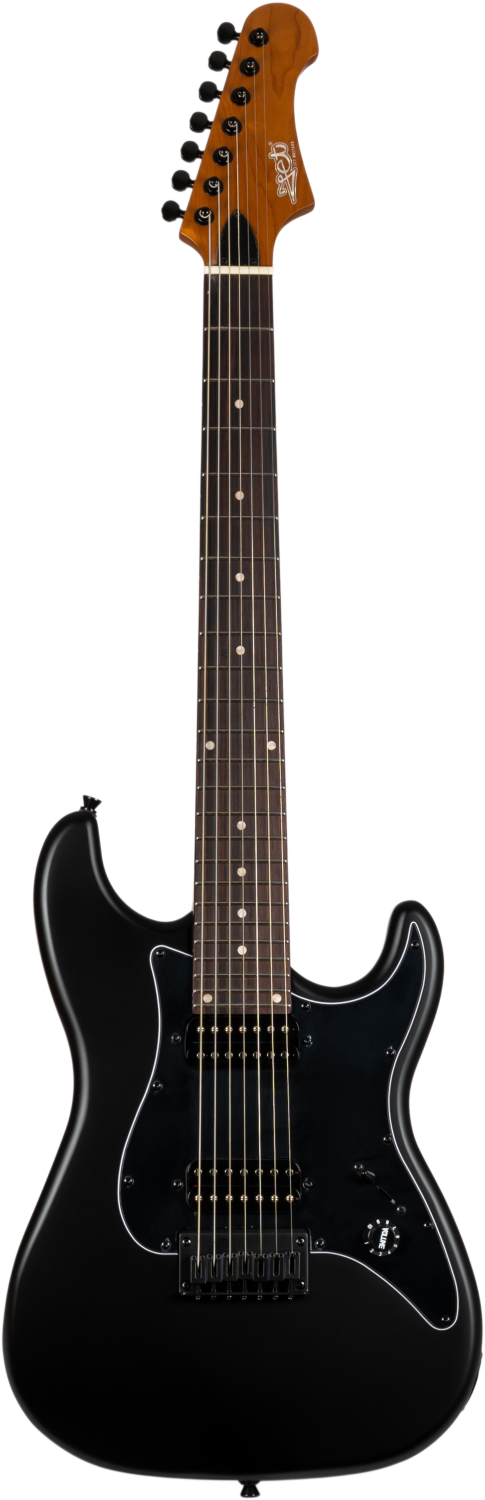 JET Guitars JS-407 MBK R – elektrische gitaar – S-stijl 7-snarige HH mat Zwart, palissander toets