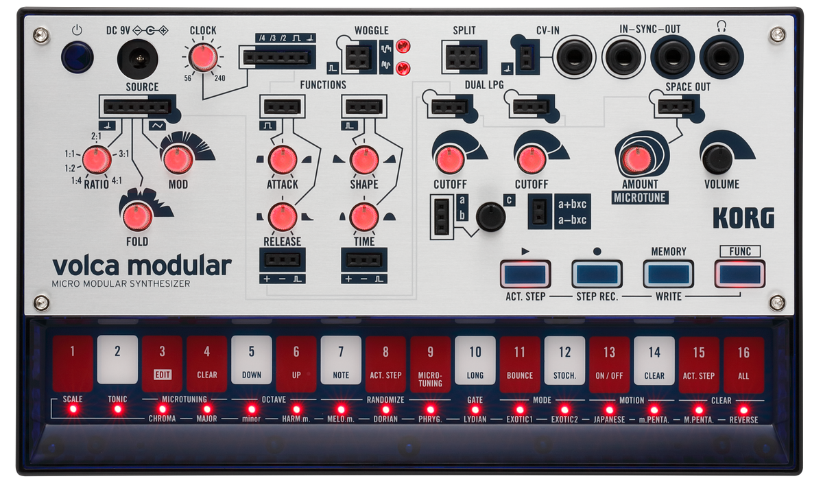 Korg Synthesizer, analoog, volca modular, semi-modulair, Sequencer, Patchkabel