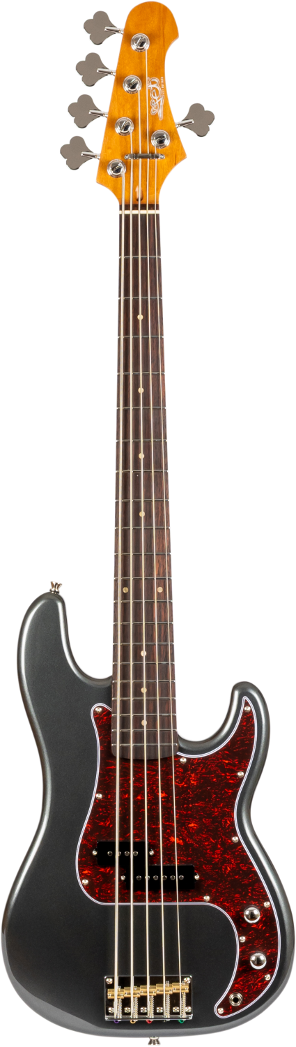 JET Guitars JPB-305 CRC – elektrische basgitaar – PB-stijl 5-snarige Bas Houtskool, palissander toets