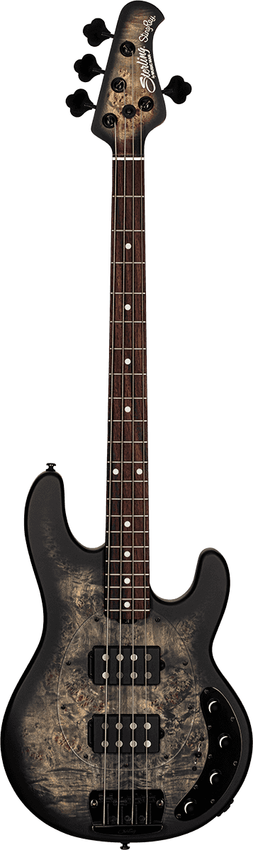 Sterling by Music Man StingRay RAY34HHPB Trans Black Satin – elektrische basgitaar