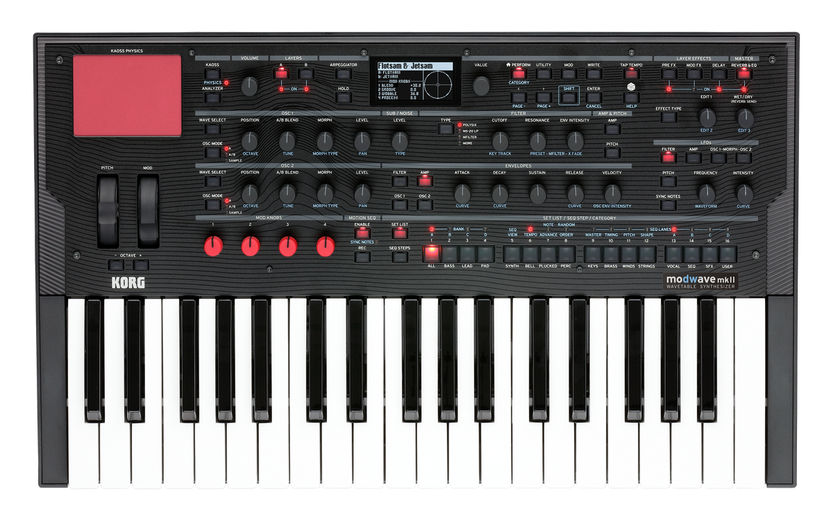 Korg synthesizer, digitaal, modwave mk II, Wavetable, 37 toetsen, 60 stemmen