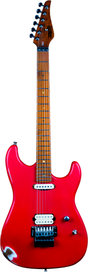 JET Guitars JS-850 RLC, S-style Red 'relic' – elektrische gitaar – S-stijl Rood 'relic'