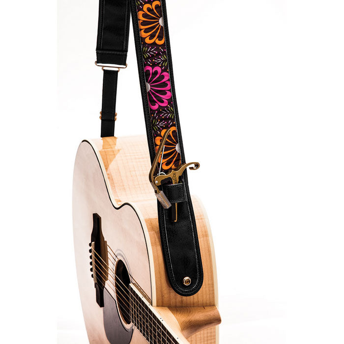 Kyser GUITAR STRAP - neon bloom black – gitaarband