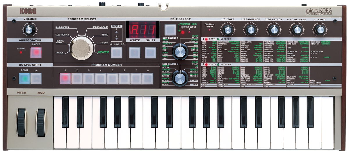 Korg Synthesizer, digitaal, microKORG, Vocoder, 37 toetsen