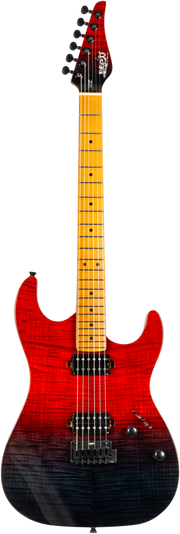 JET Guitars JS-1000 Vulcano – elektrische gitaar – S-stijl HH transparant Rood