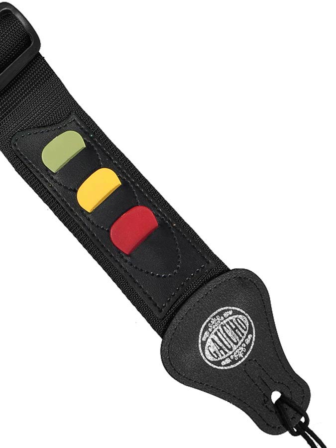 Gaucho GST-55-BK Standard Series Gitaarband met 3 plectrumhouders, zwart nylon