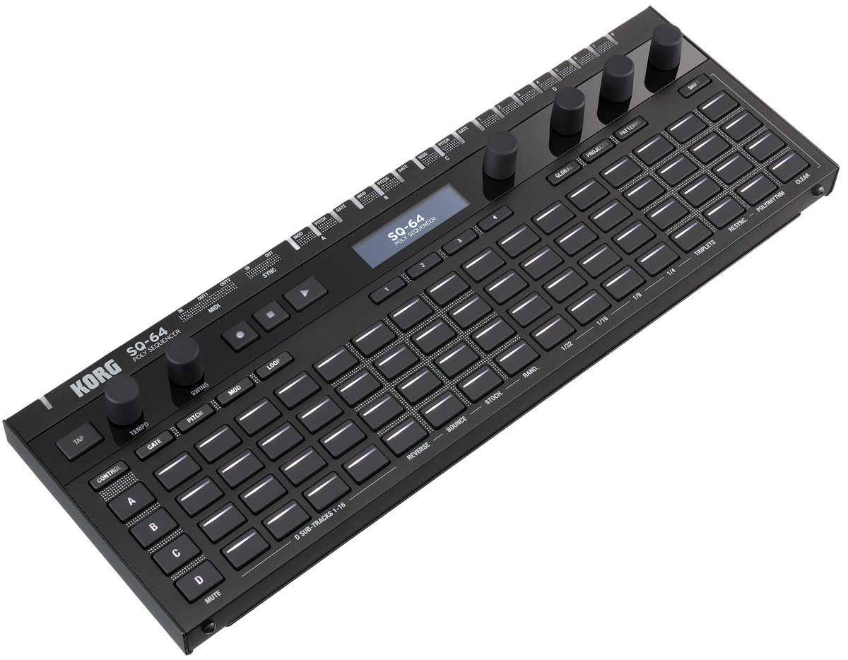 Korg sequencer, polyfoon, SQ-64, step sequencer, 4 sporen