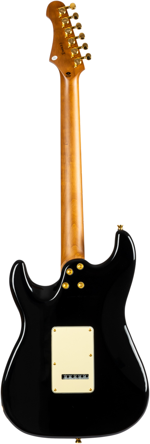 JET Guitars JS-480 BK G – elektrische gitaar – S-stijl HSS Zwart/Goud hardware, palissander toets