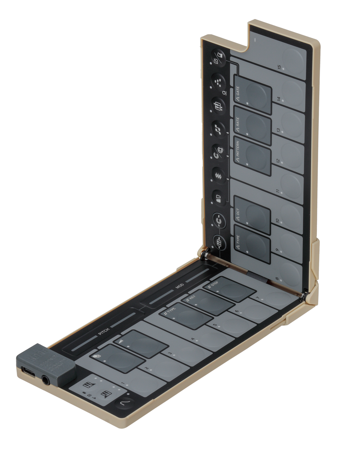 Korg USB-controller, nanoKEY Fold, 25 toetsen, Inklapbaar, zandbeige,Ltd.