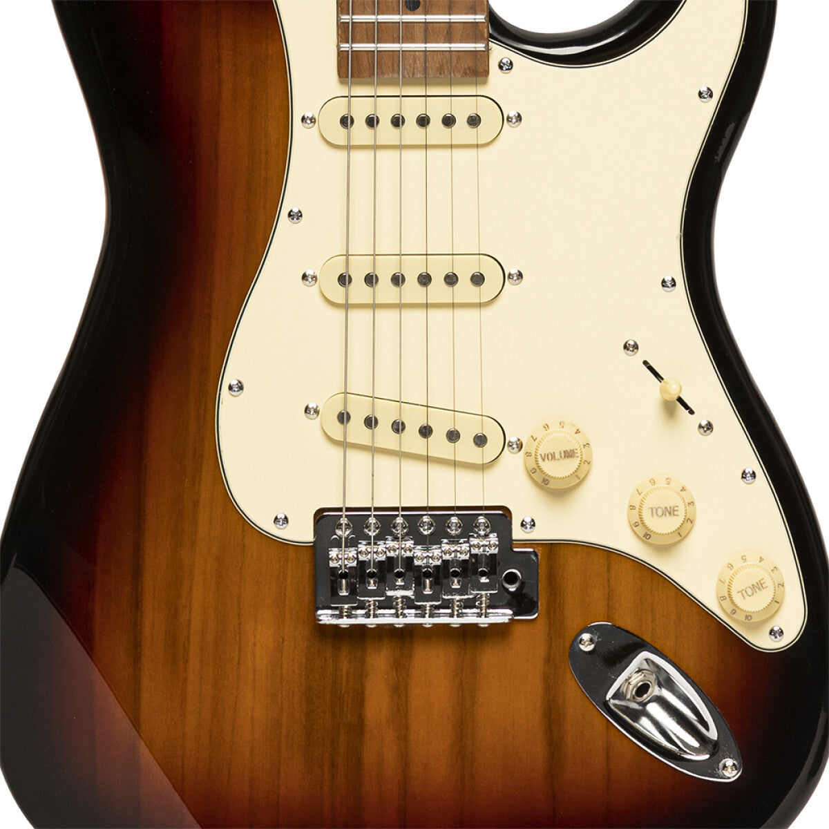Stagg SES-55 SNB S-style elektrische gitaar Sunburst, glanzend