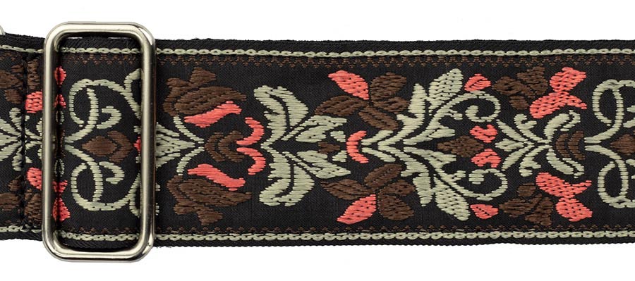 Gaucho GST-194-02 Traditional Series Gitaarband van 5 cm breed jacquardweefsel met leren uiteinden, meerkleurig