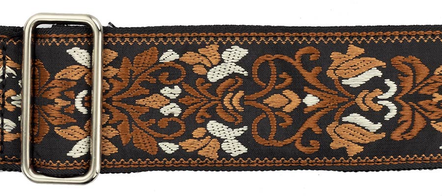 Gaucho GST-194-06 Traditional Series Gitaarband van 5 cm breed jacquardweefsel met leren uiteinden, meerkleurig