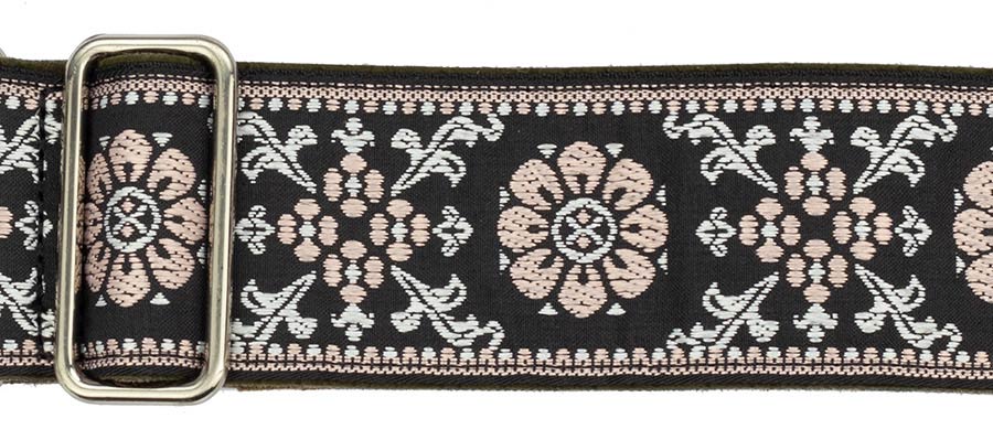 Gaucho GST-1180-5 Traditional Deluxe Series Gitaarband 2" jacquard geweven, leren uiteinden, geel/zwart