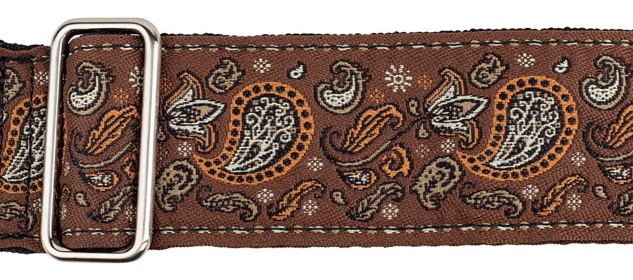 Gaucho GST-196-04 Traditional Series Gitaarband van 5 cm breed jacquardweefsel met leren uiteinden, meerkleurig