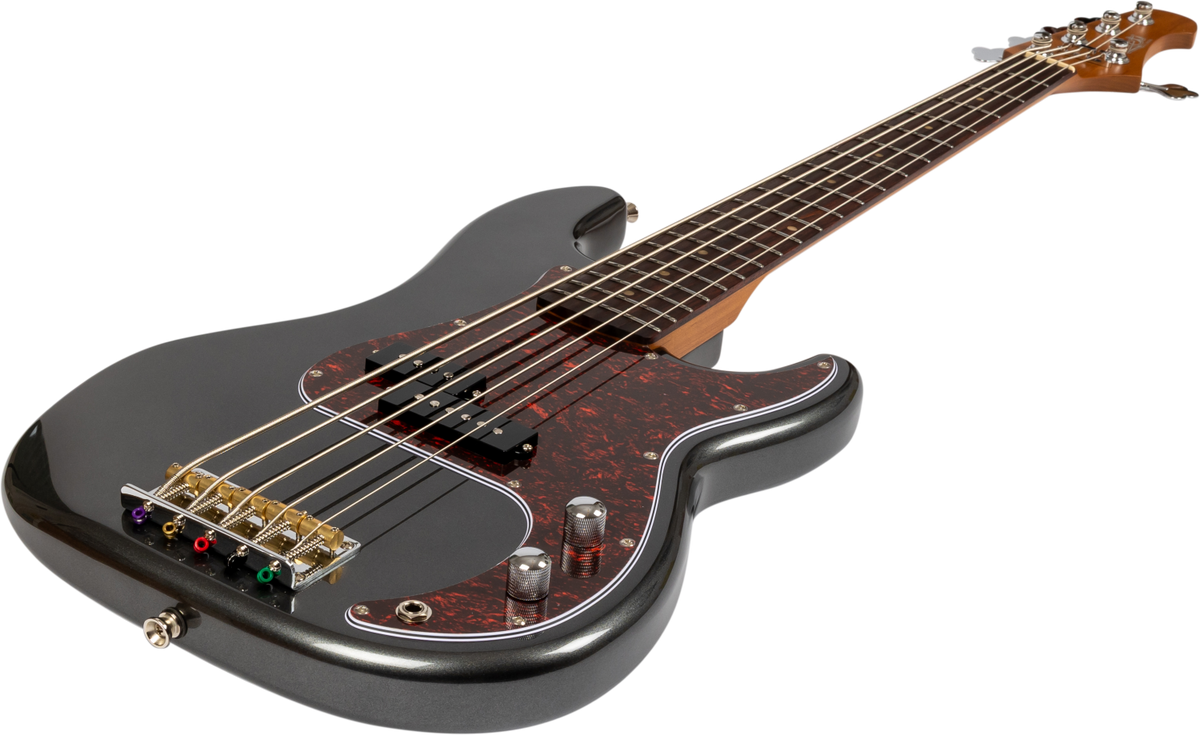 JET Guitars JPB-305 CRC – elektrische basgitaar – PB-stijl 5-snarige Bas Houtskool, palissander toets