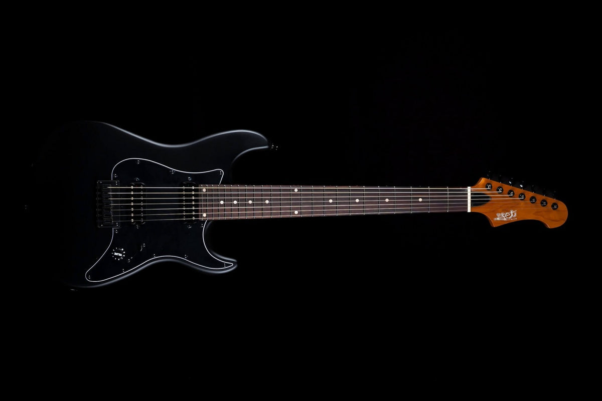 JET Guitars JS-407 MBK R – elektrische gitaar – S-stijl 7-snarige HH mat Zwart, palissander toets