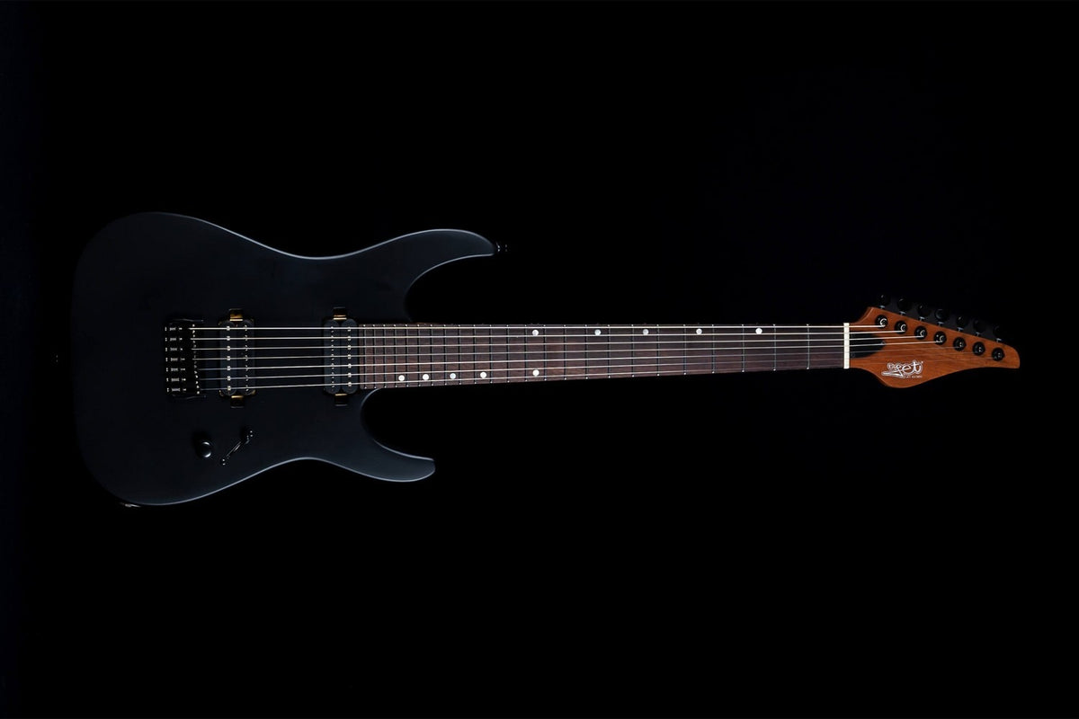 JET Guitars JS-507 BK Stygian – elektrische gitaar – S-stijl 7-snarige Stygian HH Satijn Zwart, palissander toets