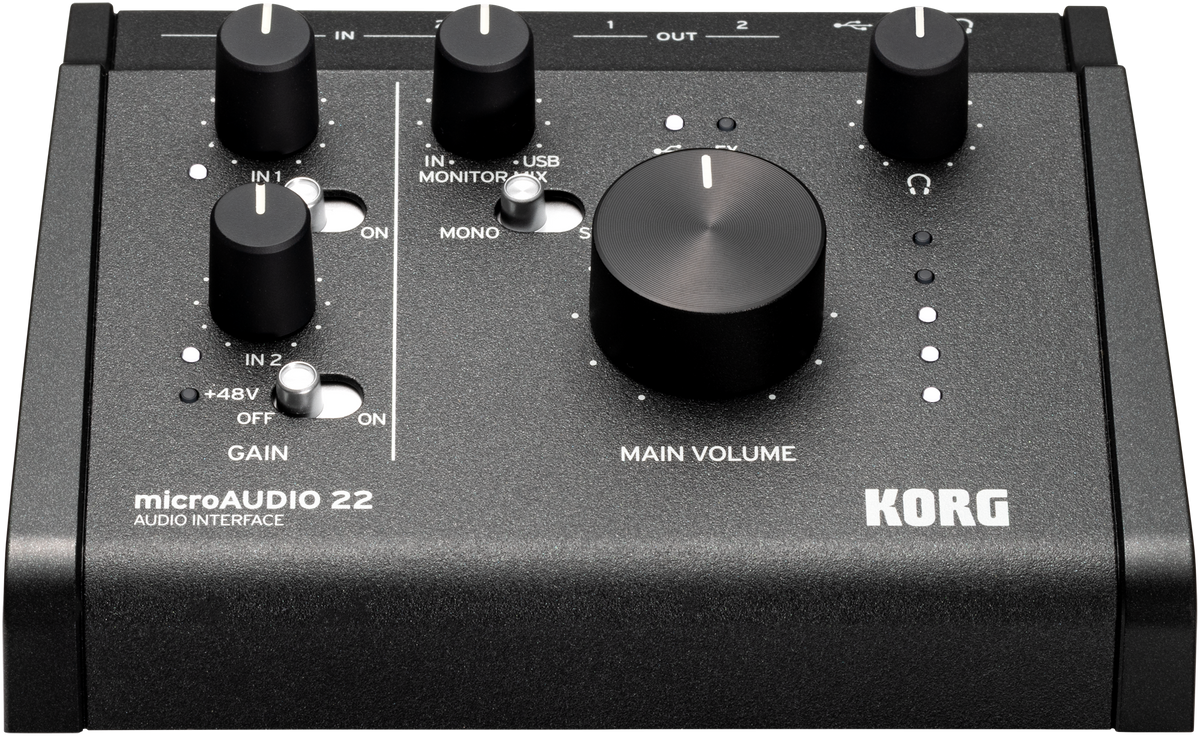 Korg Audio Interface, microAUDIO22, 2 In / 2 Out, 24-bit/192kHz, USB-C, Software