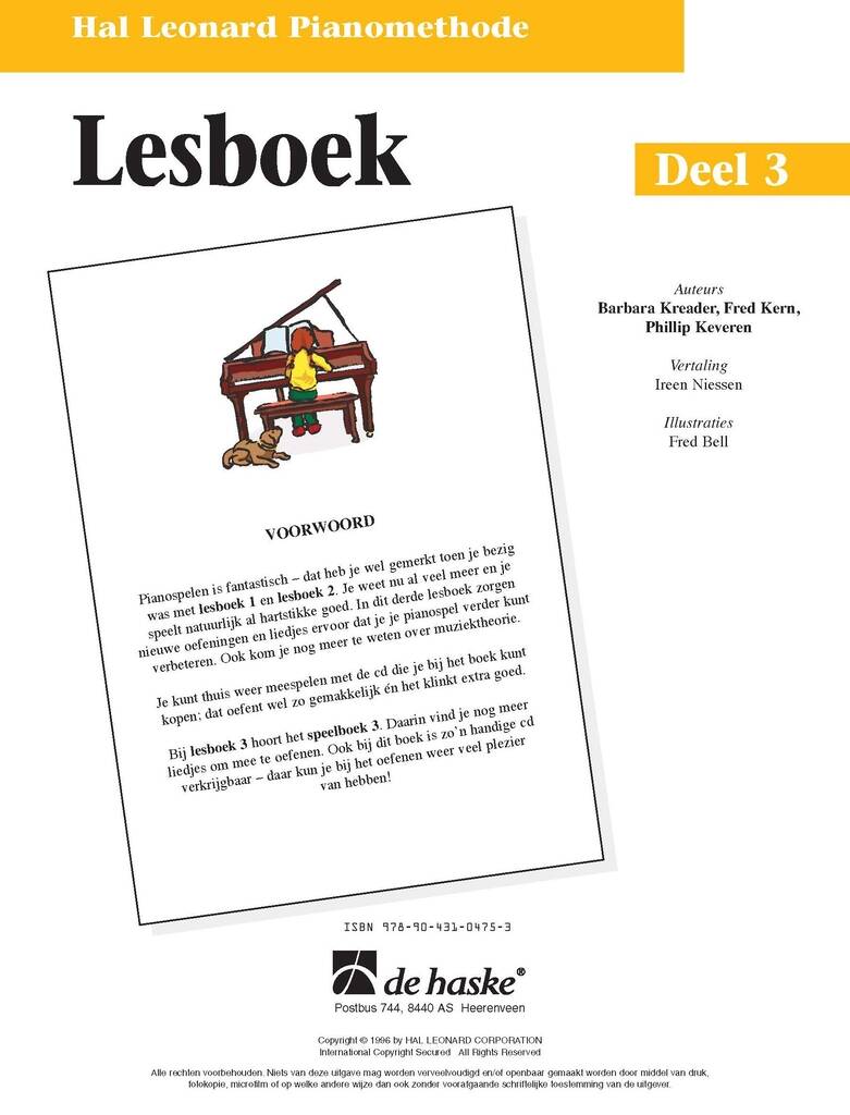 Hal Leonard Pianomethode Lesboek 3