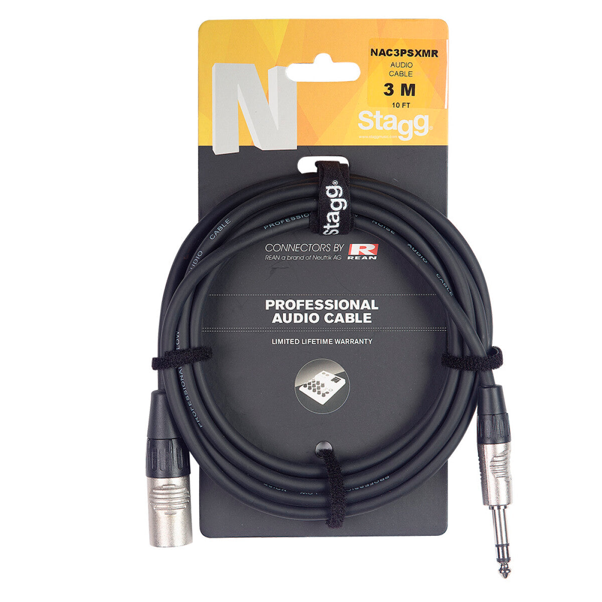 Stagg NAC3PSXMR n-Serie audiokabel, jack/XLR (m/m), symmetrisch, 3 m