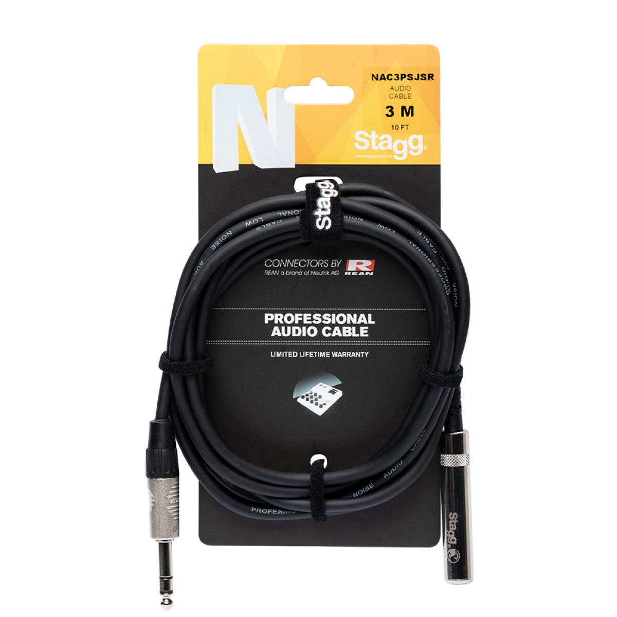 Stagg NAC3PSJSR n-Serie audiokabel, jack/jack (m/v), stereo, 3 m