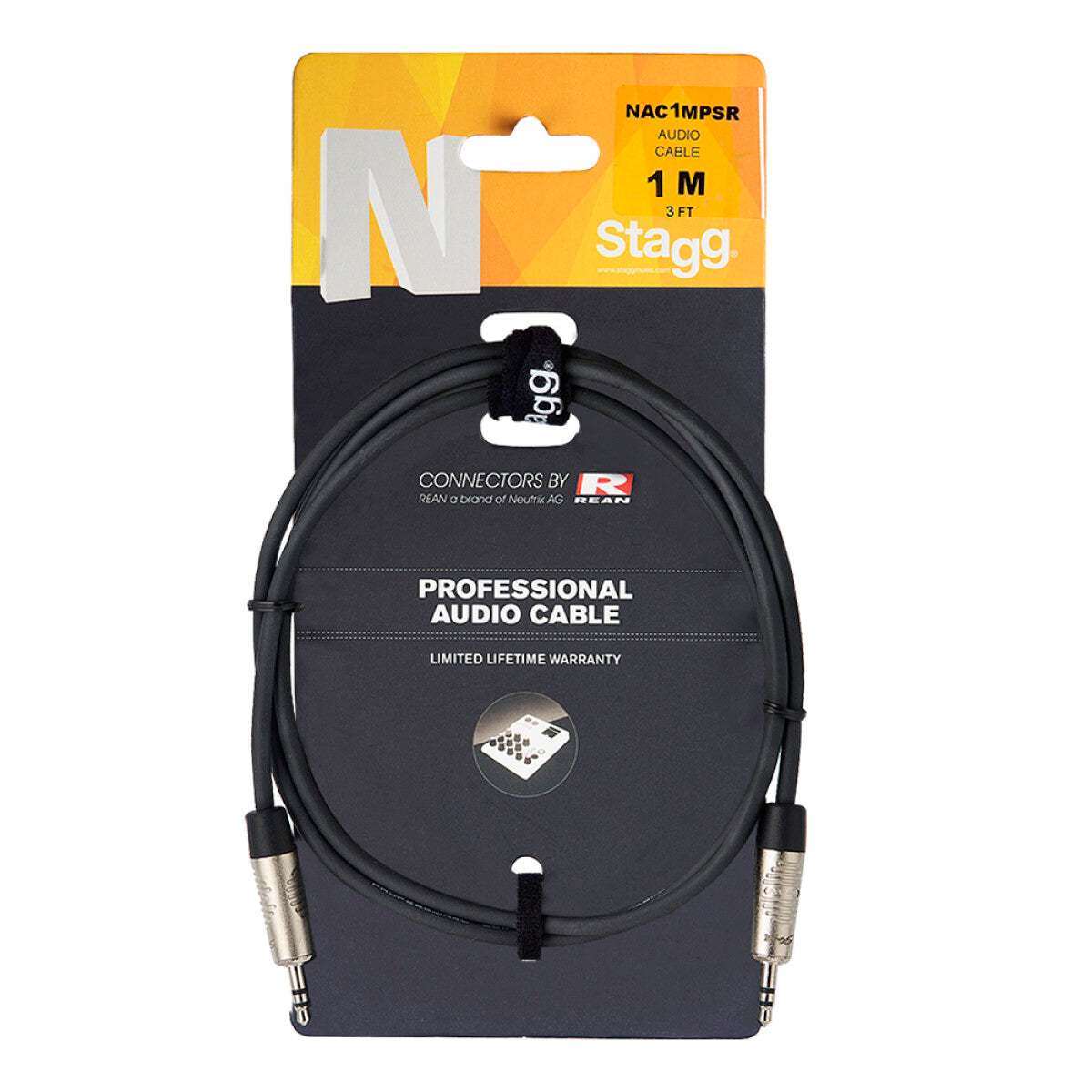 Stagg NAC3MPSR n-Serie audiokabel, mini-jack/mini-jack (m/m), stereo, 3 m