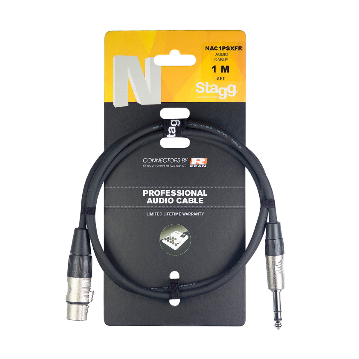 Stagg NAC1PSXFR n-Serie audiokabel, jack/XLR (m/v), stereo, 1 m