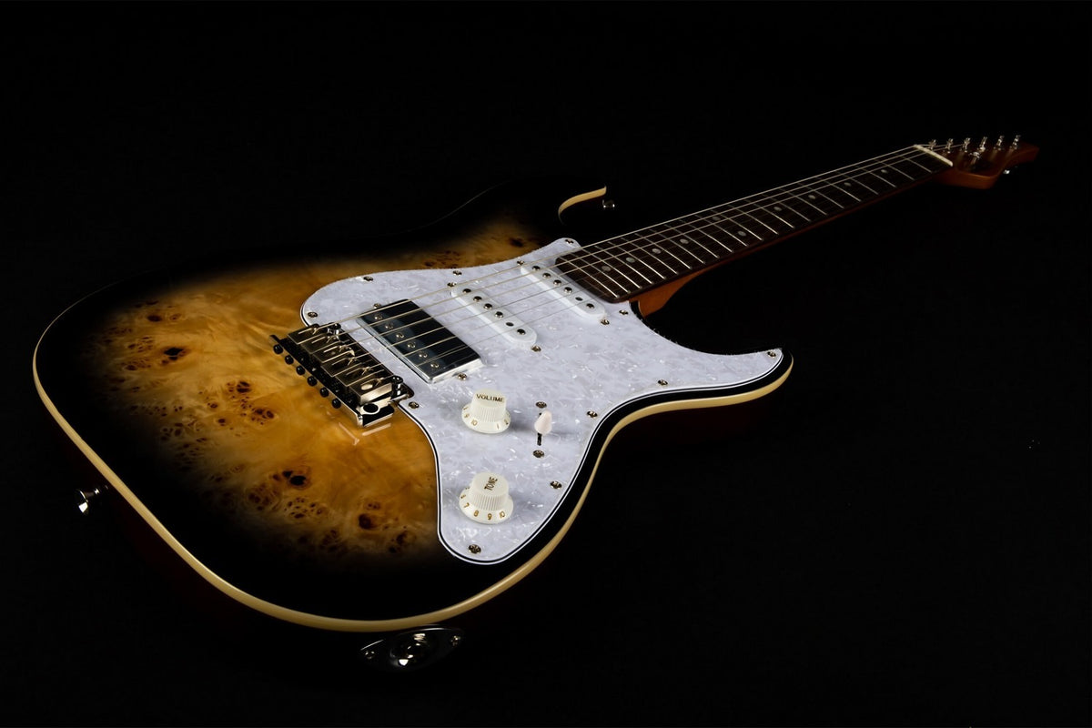 JET Guitars JS-450Q TB R – elektrische gitaar – S-stijl HSS transp. bruin, palissander toets