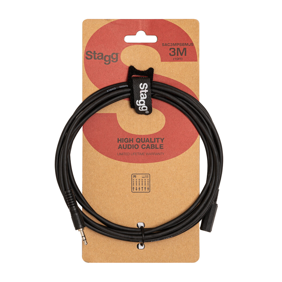 Stagg SAC3MPSBMJS audiokabel, mini-jack/mini-jack (m/v), stereo, 3 m