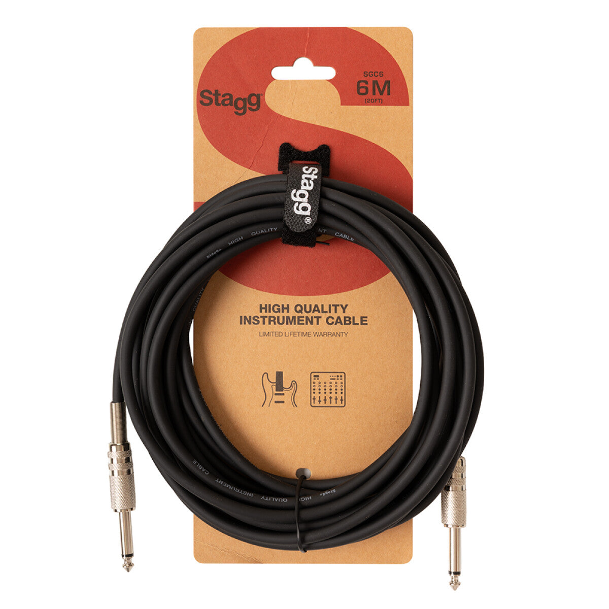Stagg SGC6 instrumentkabel jack/jack (m/m), 6 m, S-serie