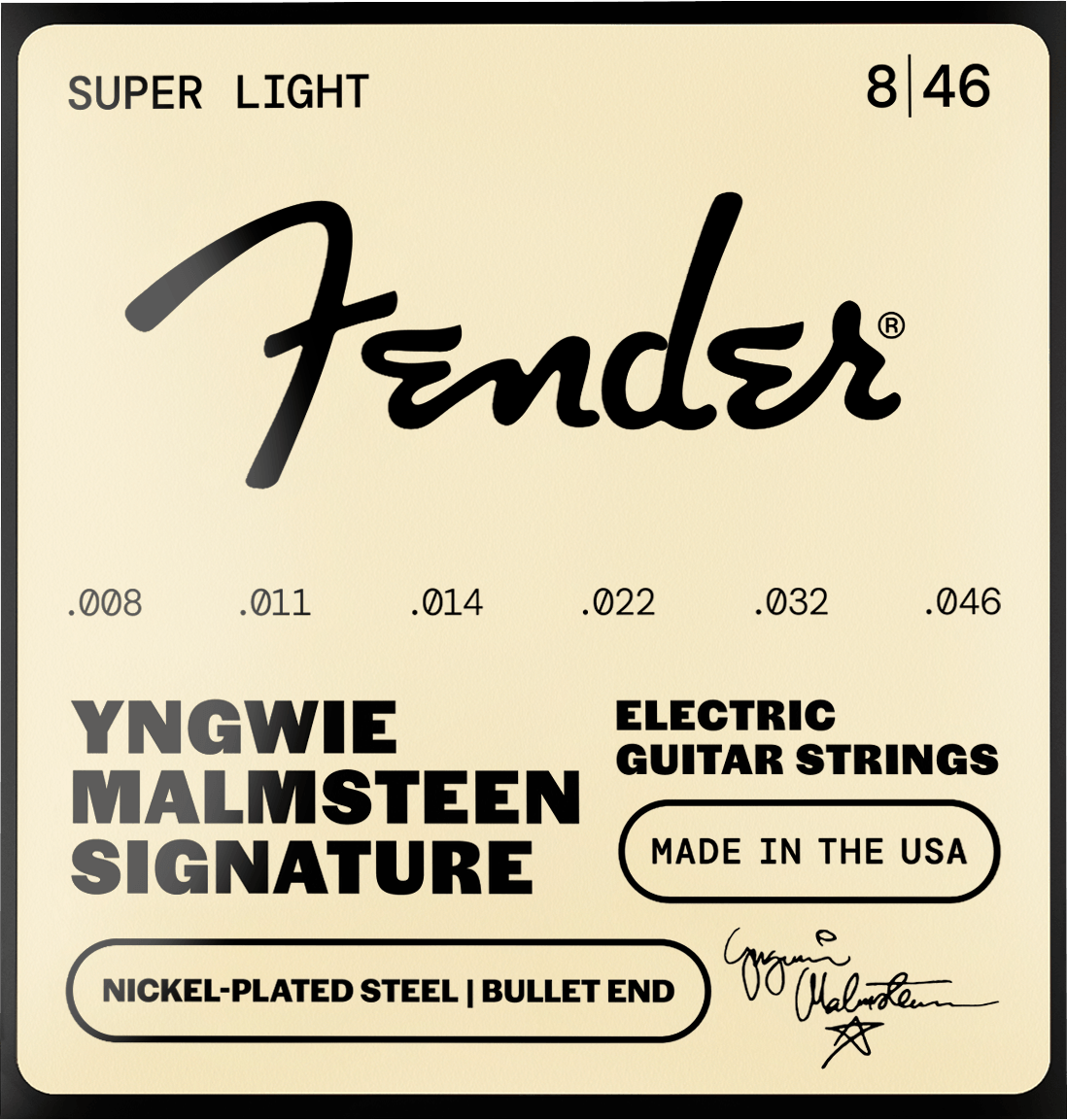 Fender 0733250600 Yngwie Malmsteen Signature elektrische gitaarsnaren 8-46 met bulleteinde