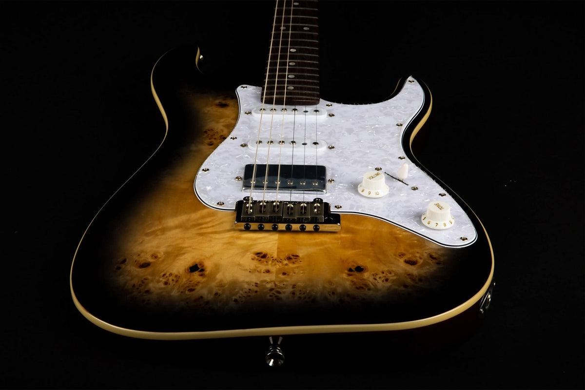 JET Guitars JS-450Q TB R – elektrische gitaar – S-stijl HSS transp. bruin, palissander toets