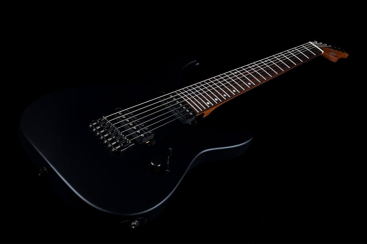JET Guitars JS-507 BK Stygian – elektrische gitaar – S-stijl 7-snarige Stygian HH Satijn Zwart, palissander toets