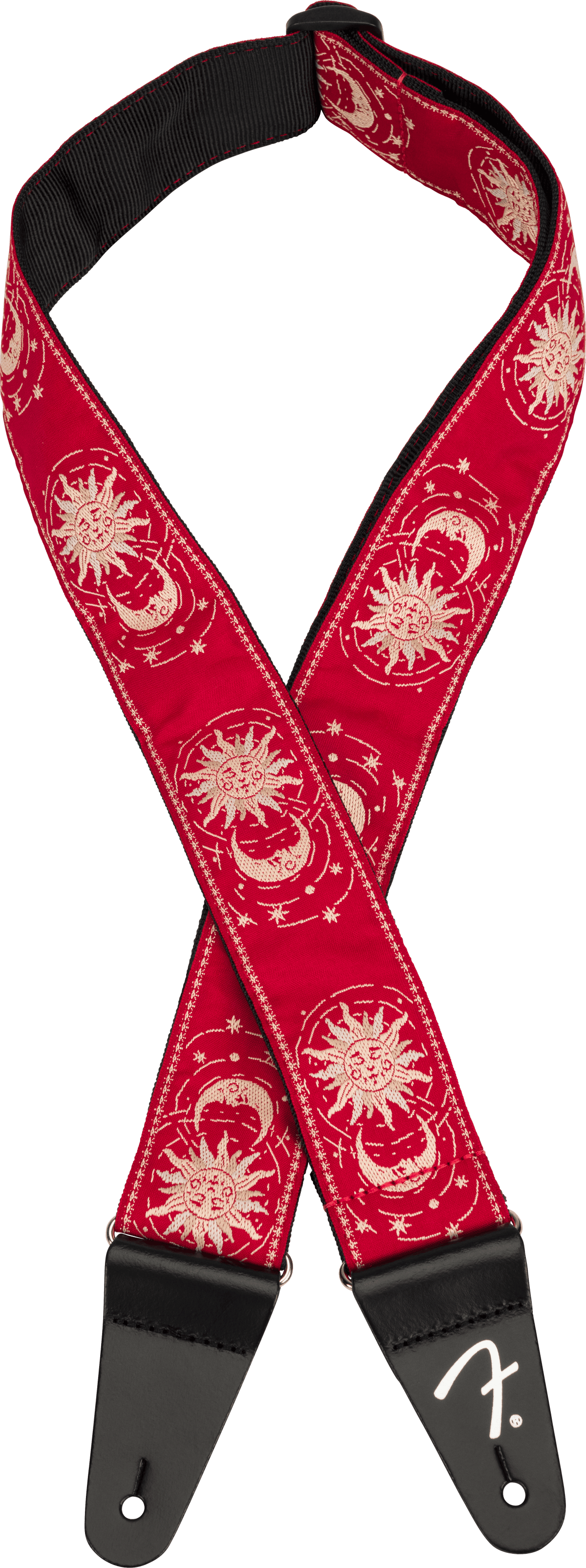 Fender 0990637254 American Vintage II Geweven Gitaarband Sun & Moon Design Donker Rood