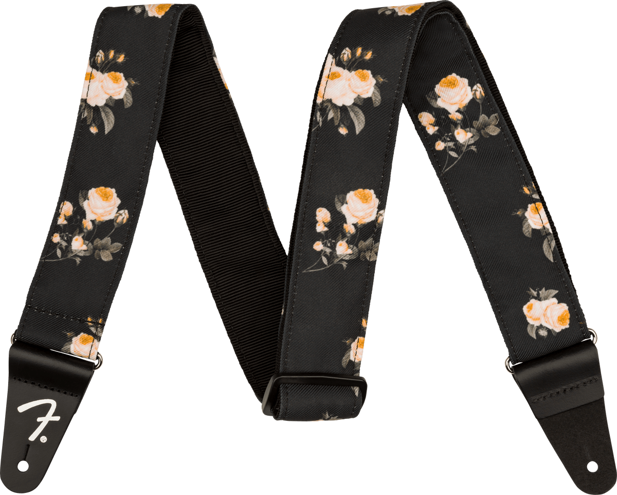Fender 0990638006 Gitaarband 2 inch Floral Polyester Twill Zwart