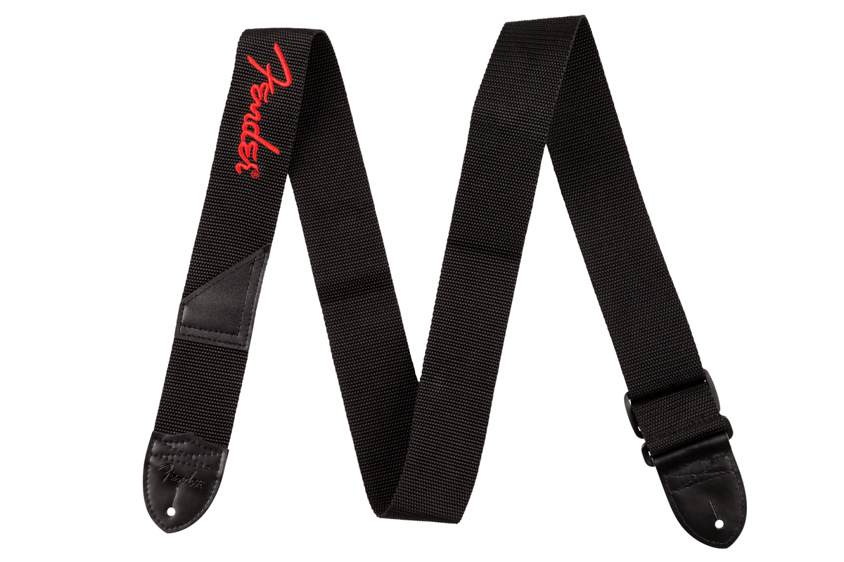 Fender 0990662015 Gitaarband 5 cm Breed Polyester Logo Rood Fender Logo