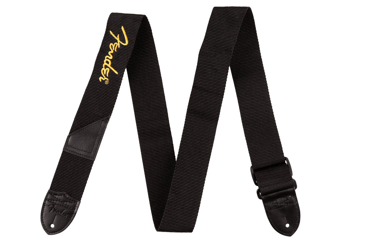 Fender 0990662070 Gitaarband 5 cm Breed Polyester Logo Geel Fender Logo