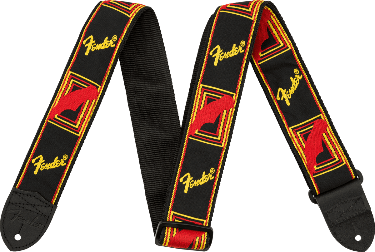 Fender 0990681500 Gitaarband 5 cm Breed met Logo Zwart-Geel-Rood