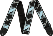 Fender 0990681502 Gitaarband 5 cm Breed met Logo Zwart-Lichtgrijs-Blauw
