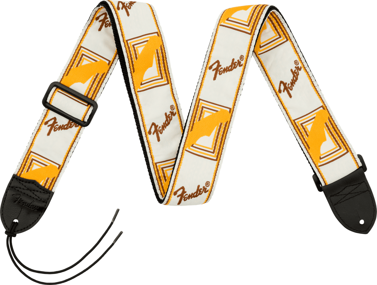 Fender 0990683000 Gitaarband 5 cm Breed met Logo Wit-Bruin-Geel