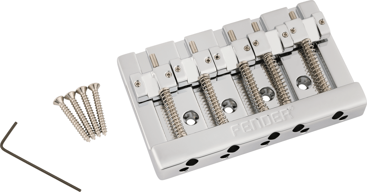 Fender 0994409000 HiMass 5-Snarige Basgitaarbrug Breed met Zinken Zadels Chroom