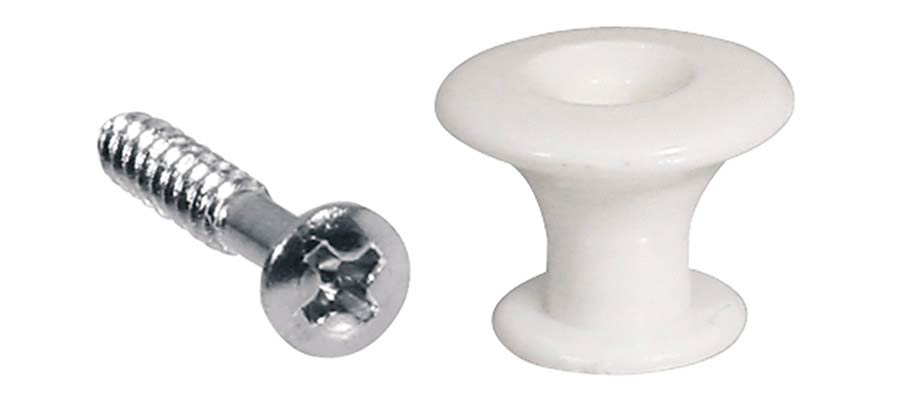 Boston EP-W Eindknop, plastic, wit, met schroef, 12-pack
