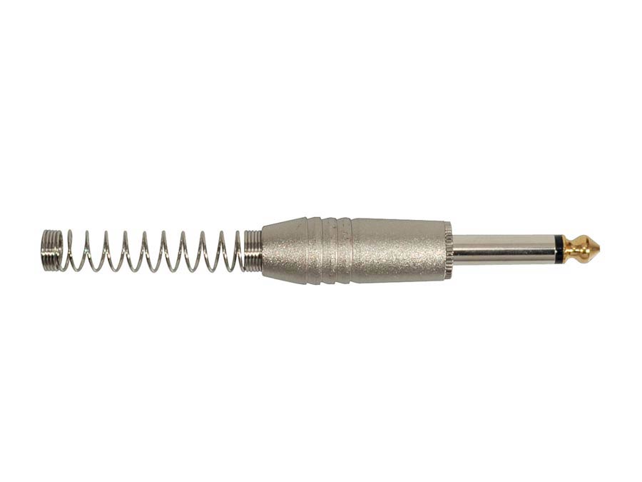 Boston S-230 Jack plug, 6,3mm, 2-polig, nikkel, met veer, 7,3mm