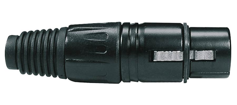 Boston XLR-3-FVBK Xlr plug, female, 3-polig, zwart, zwarte kabel huls