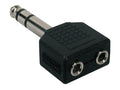 Boston AT-175 Verloop plug, 2 x 3,5 jack female stereo, 6,3mm jack male stereo