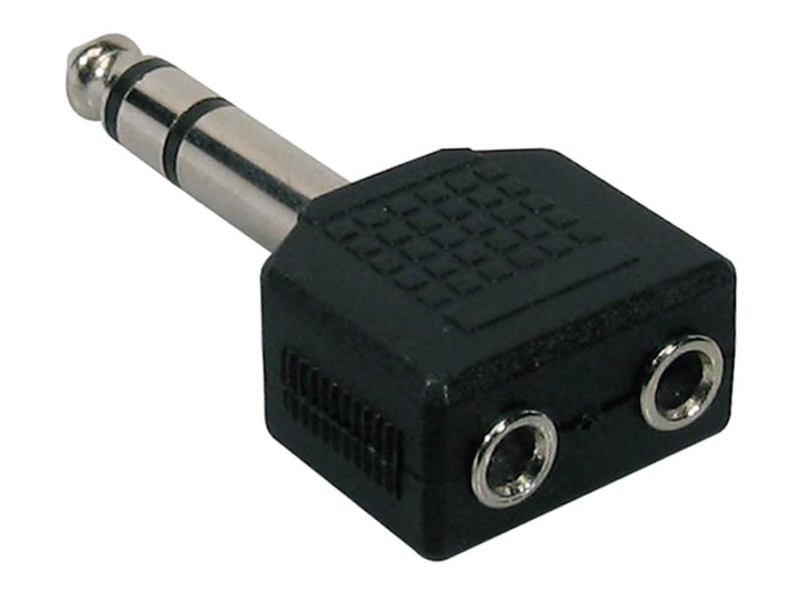 Boston AT-175 Verloop plug, 2 x 3,5 jack female stereo, 6,3mm jack male stereo