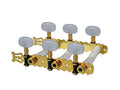 Boston 129-G Stemmechanieken voor klassieke gitaar, nylon as, 3x links+3x rechts, 70mm, goud, parelmoer knoppen