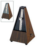 metronoom, pyramide-model, kunststof, walnoot grain, zonder bel